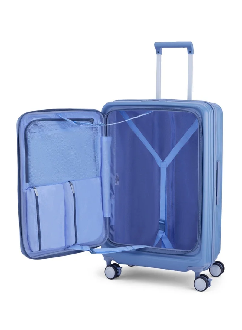 AMERICAN TOURISTER  Trento + Suitcase, Check-In Size 68 cm / 25 inch, 4 Spinner Wheels, Hard Top, Polycarbonate, Elemental Blue|2 In 1 Optimov™ Shock Absorbing Wheels|Book Opening|Expandable|TSA Lock|Waterproof Section - 3 Years International Warranty  | Best Price UAE